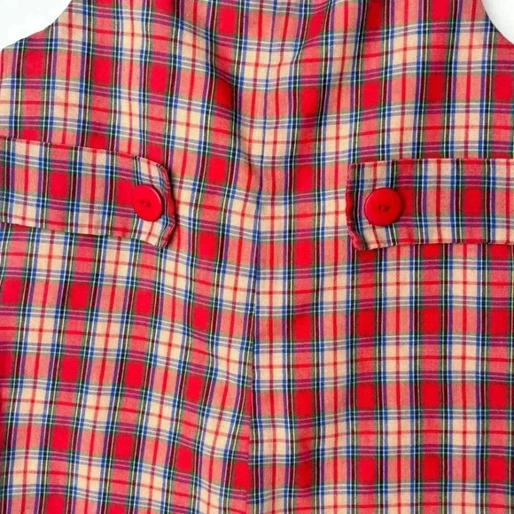 Pique Red Plaid Christmas romper Button snap Gingham 1 year / 12M Tartan Holiday - Picture 7 of 10